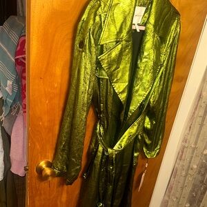 Avec Les Filles Shimmering Green Trench Coat